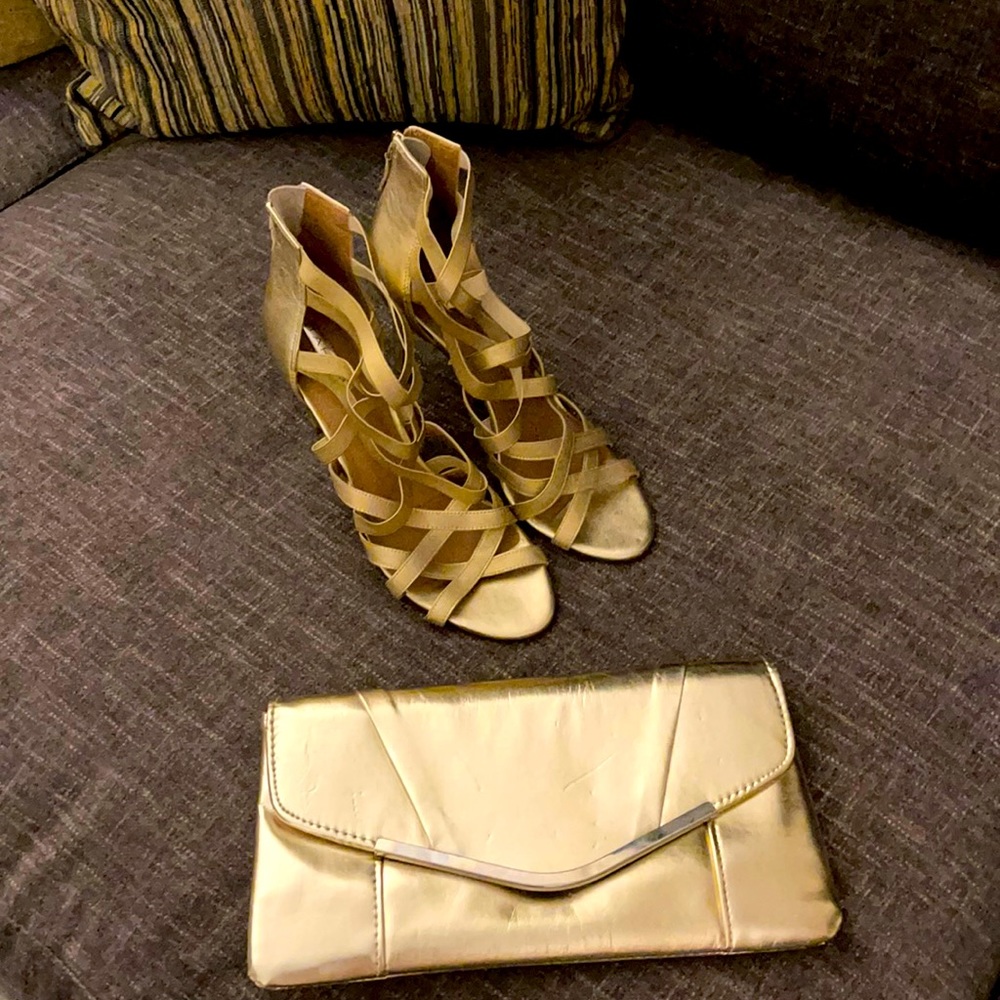 Cute women's Strappy heels and clutch bag combo